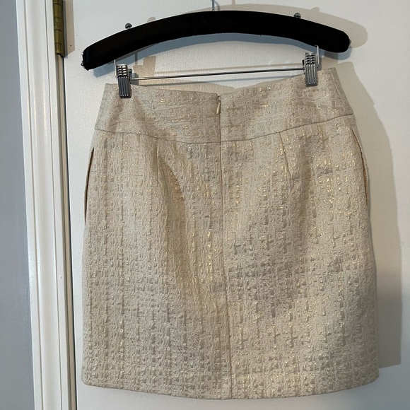 White/Gold Shimmery Skirt with Pockets - Cotton Blend - Size 4 ✨ - Picture 4 of 6